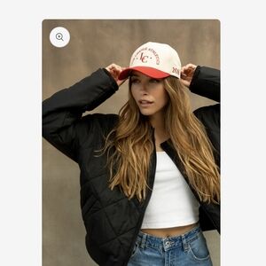 Elegant Black Quilted Bomber Jacket